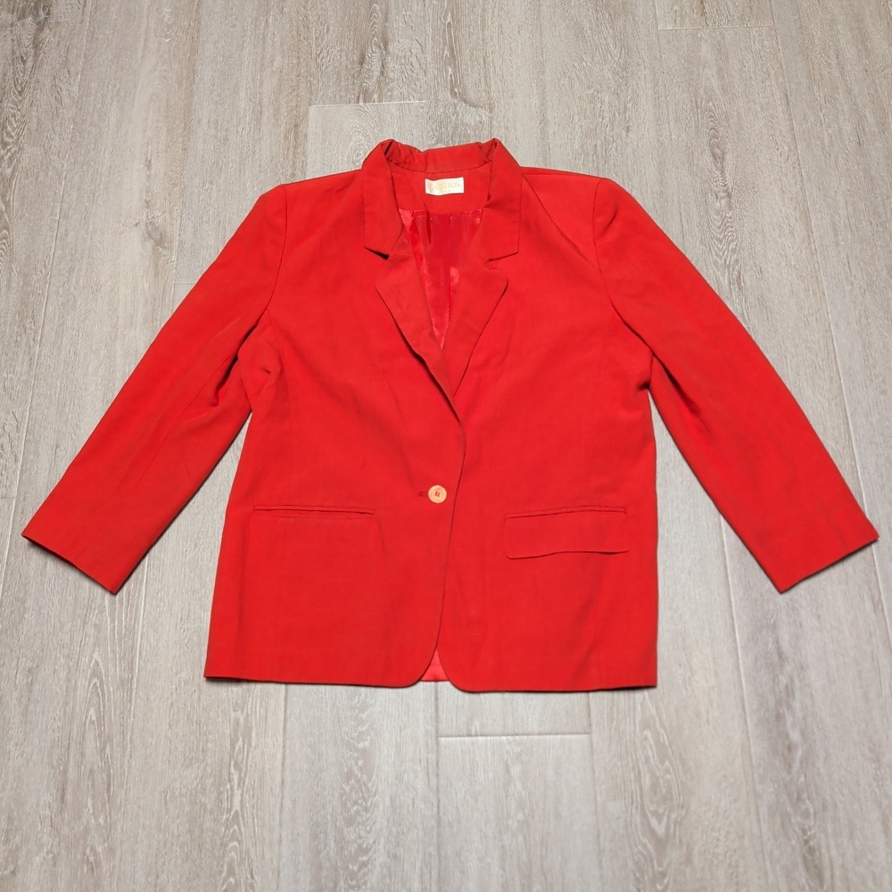 Vintage Pendleton Red Single Button Blazer Jacket Women's Size 16‎ Made in USA